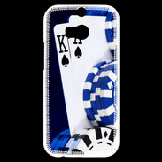Coque HTC One M8s Poker bleu et noir