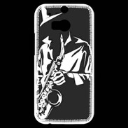 Coque HTC One M8s Saxophoniste en noir et blanc