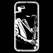 Coque HTC One M8s Saxophoniste en noir et blanc 2