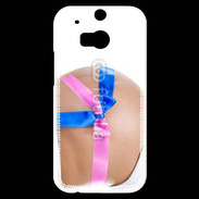 Coque HTC One M8s Femme enceinte avec ruban bleu et rose