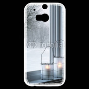 Coque HTC One M8s paysage hiver deux lanternes