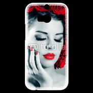 Coque HTC One M8s Vernis rouge et roses esthétisme