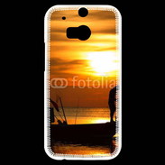 Coque HTC One M8s Couché de soleil pêcheur