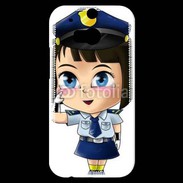Coque HTC One M8s Cute cartoon illustration of a policewoman