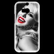 Coque HTC One M8s Rouge à lèvres Fashion en noir et blanc