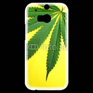 Coque HTC One M8s Feuille de cannabis sur fond jaune