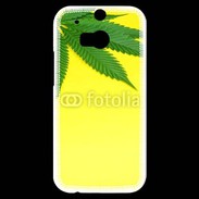 Coque HTC One M8s Feuille de cannabis sur fond jaune 2