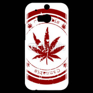 Coque HTC One M8s Red stamp with marijuana leaf