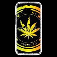 Coque HTC One M8s Grunge stamp with marijuana leaf