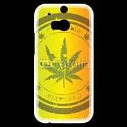 Coque HTC One M8s Marijuana stamp on rastafarian background
