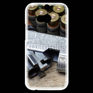Coque HTC One M8s Vintage fusil et cartouche