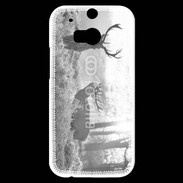 Coque HTC One M8s Cerf en noir et blanc 150