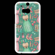 Coque HTC One M8s Fond fashion rose et vert