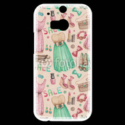 Coque HTC One M8s Fond fashion rose et vert 2