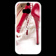 Coque HTC One M8s Escarpins rouges et perles