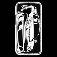 Coque HTC One M8s Illustration voiture de sport en noir et blanc