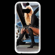 Coque HTC One M8s Femme blonde sexy voiture noire 5