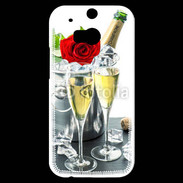 Coque HTC One M8s Champagne et rose rouge