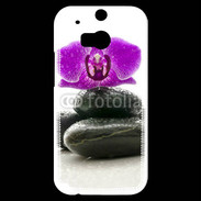 Coque HTC One M8s Orchidée violette sur galet noir