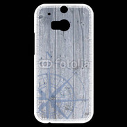 Coque HTC One M8s Rose des vents sur fond bois 500