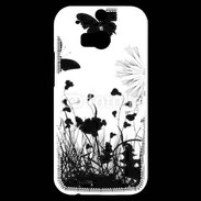 Coque HTC One M8s Papillon en noir et blanc