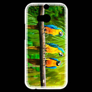 Coque HTC One M8s Trois perroquets bleu et jaune