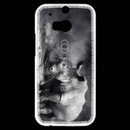 Coque HTC One M8s Rhinocéros noir et blanc