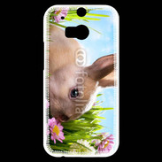 Coque HTC One M8s Lapin et fleurs