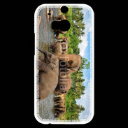 Coque HTC One M8s Groupe d'éléphants à la rivière