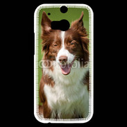 Coque HTC One M8s Chien Colley marron et blanc