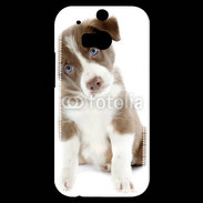 Coque HTC One M8s Chiot Colley marron et blanc