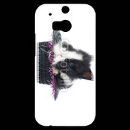 Coque HTC One M8s Lapin noir et blanc dans un chapeau