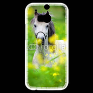 Coque HTC One M8s Poney Shetland gris et blanc