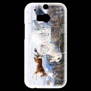 Coque HTC One M8s Cheval et chien dans la neige