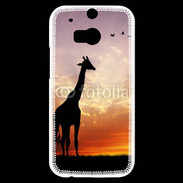 Coque HTC One M8s Girafe au couché de soleil