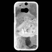 Coque HTC One M8s Lion en noir et blanc 800