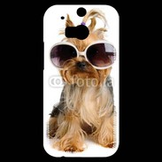 Coque HTC One M8s Chien Yorkie avec lunette de soleil