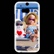 Coque HTC One M8s Petite fille avec bonhomme de neige a la plage