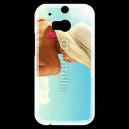 Coque HTC One M8s Femme à chapeau de plage
