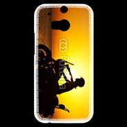 Coque HTC One M8s Femme biker au couché de soleil