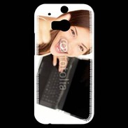 Coque HTC One M8s Femme souriante ordinateur