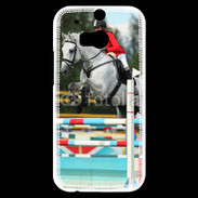Coque HTC One M8s Jumping Equitation cheval gris