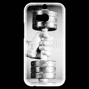Coque HTC One M8s Passion Musculation en noir et blanc