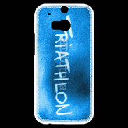 Coque HTC One M8s Triathlon sur fond bleu