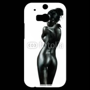 Coque HTC One M8s Femme nue body painting noir et blanc 3