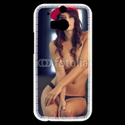 Coque HTC One M8s Charmante brune avec casquette rouge