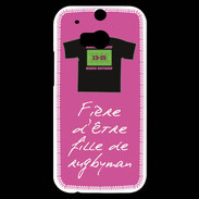 Coque HTC One M8s Fille de rugbyman Bonus offensif-défensif Rose 2