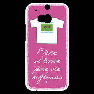 Coque HTC One M8s Père de rugbyman Bonus offensif-défensif Rose