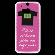 Coque HTC One M8s Père de rugbyman Bonus offensif-défensif Rose 2