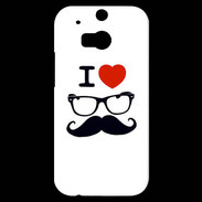 Coque HTC One M8s I love Lunette Moustache